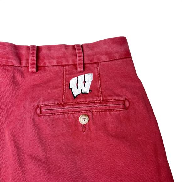 NWT Peter Millar University of Wisconsin Cotton Washed Twill Shorts Red Sz 32 - Picture 9 of 10